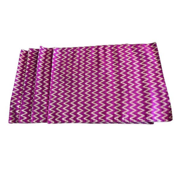 Placemats Gold Hot Pink Fuchsia Set of 4 Table Linens 12.5 x 17.5" - Picture 3 of 6